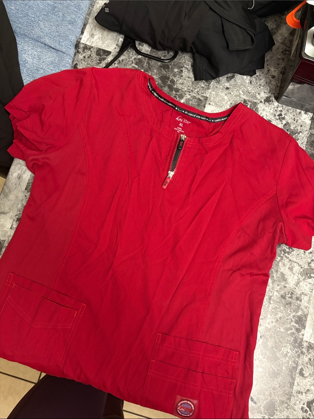 Koi lite red scrub top
